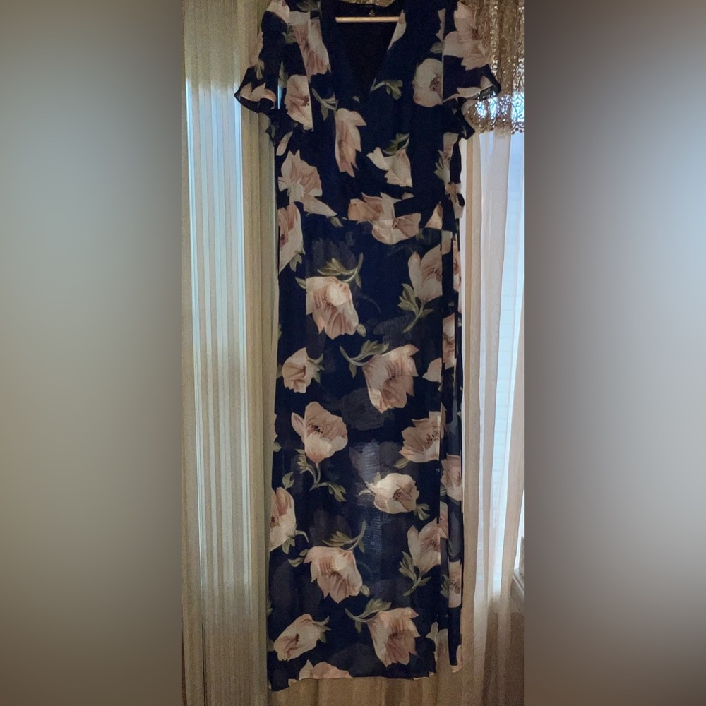 Navy blue floral dress